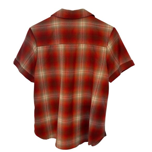 Pendleton Women’s Red Plaid Multicolor Short Sleeve Button Down Shirt Sz M - Picture 3 of 7